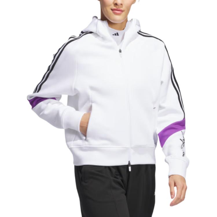 adidas Jay3lle Retro Golf Stripe Zip Hoodie White - Oversized Fit IS5629 圖 3