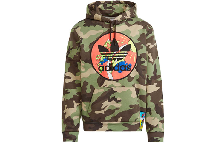 adidas Jeremy Scott Camo Hoodie Fleece Trefoil Patch Design H53373