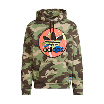 adidas Jeremy Scott Camo Hoodie Fleece Trefoil Patch Design H53373