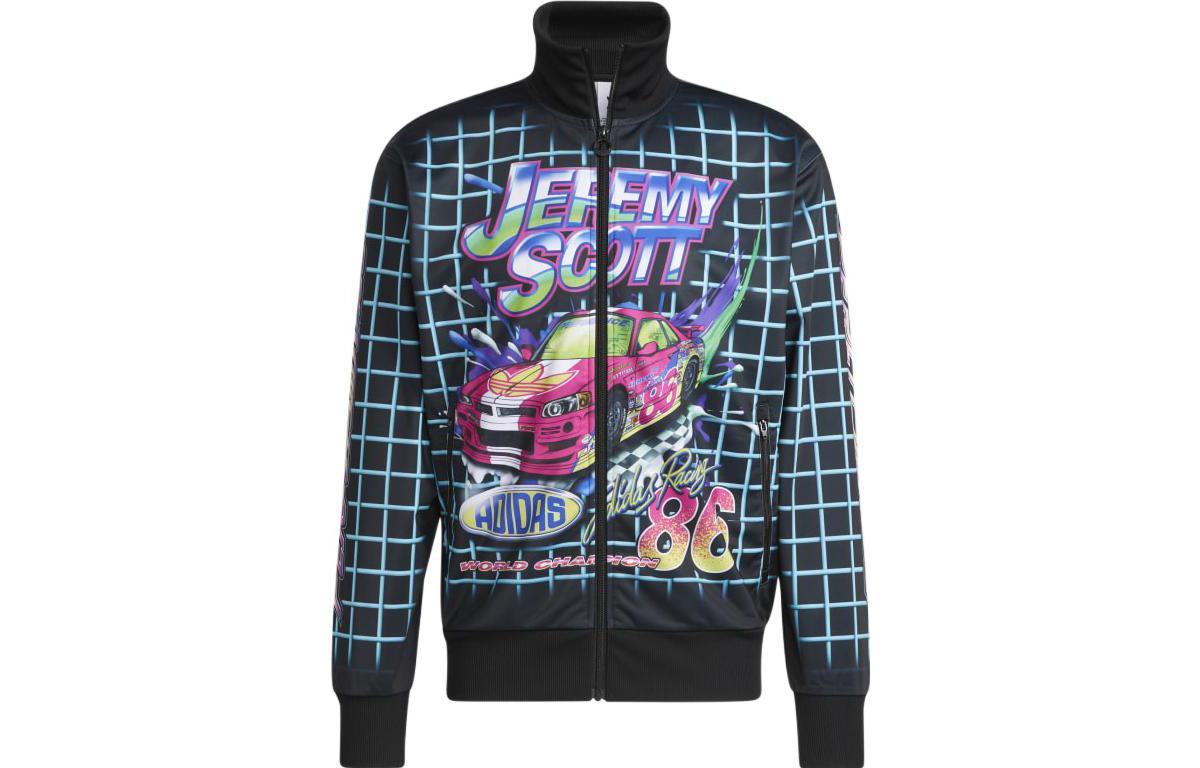adidas Jeremy Scott Cartoon Plaid Print Track Jacket Unisex Black HG6509