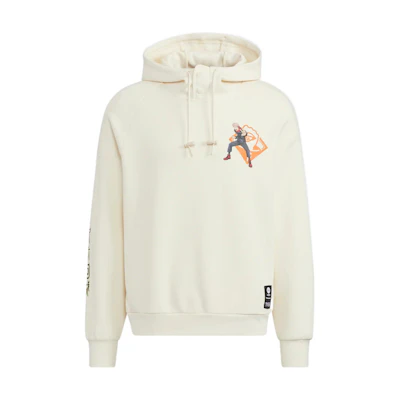 adidas Jujutsu Kaisen Hoodie White Unisex Cartoon Print Drawstring Pullover HZ2441