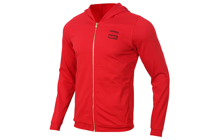 adidas MARVEL Red Logo Hoodie Jacket - Casual Sportswear Collaboration EA0322