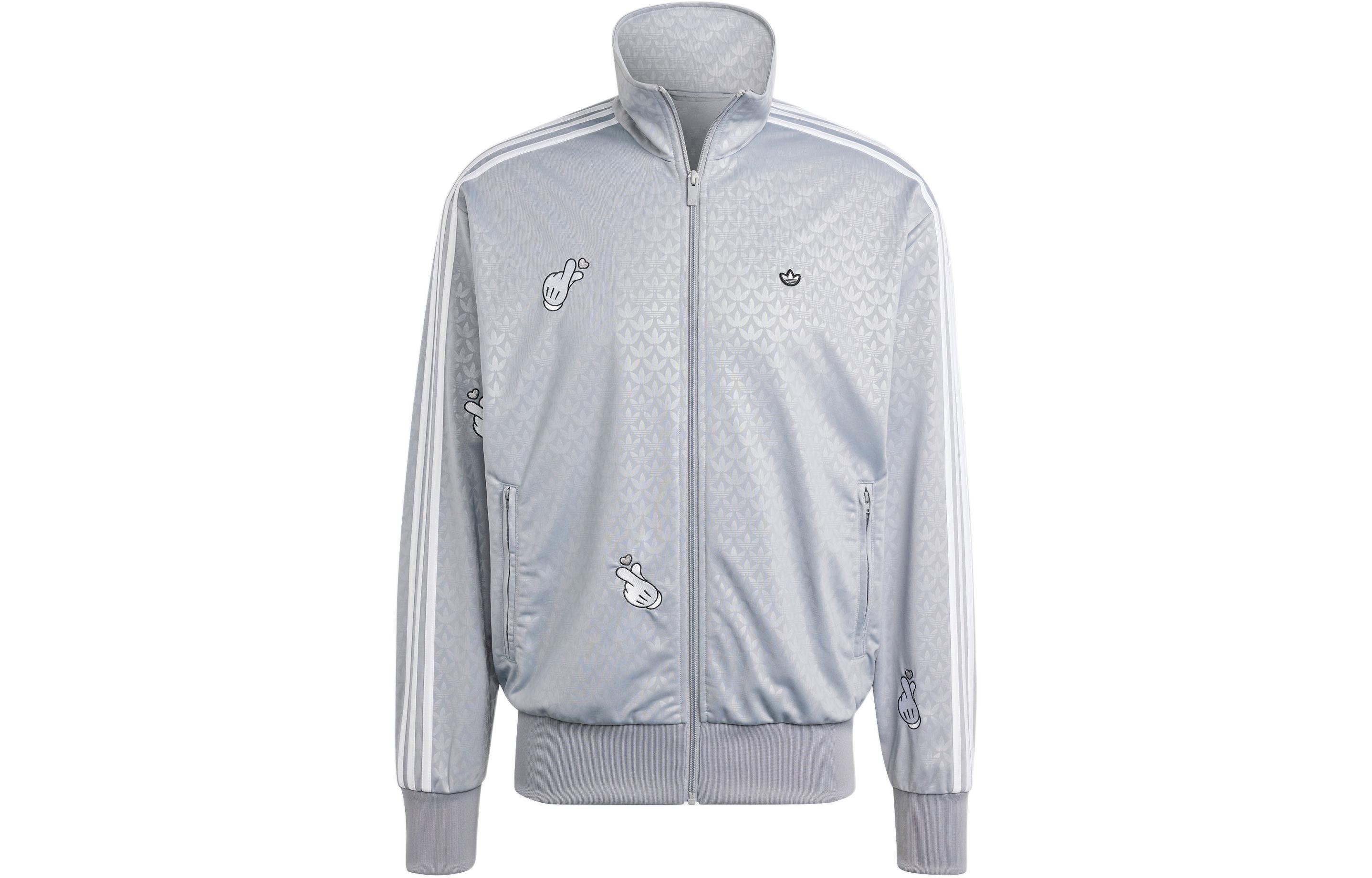adidas Mickey Mouse Retro Logo Full-Print Track Jacket Grey Style IY2263