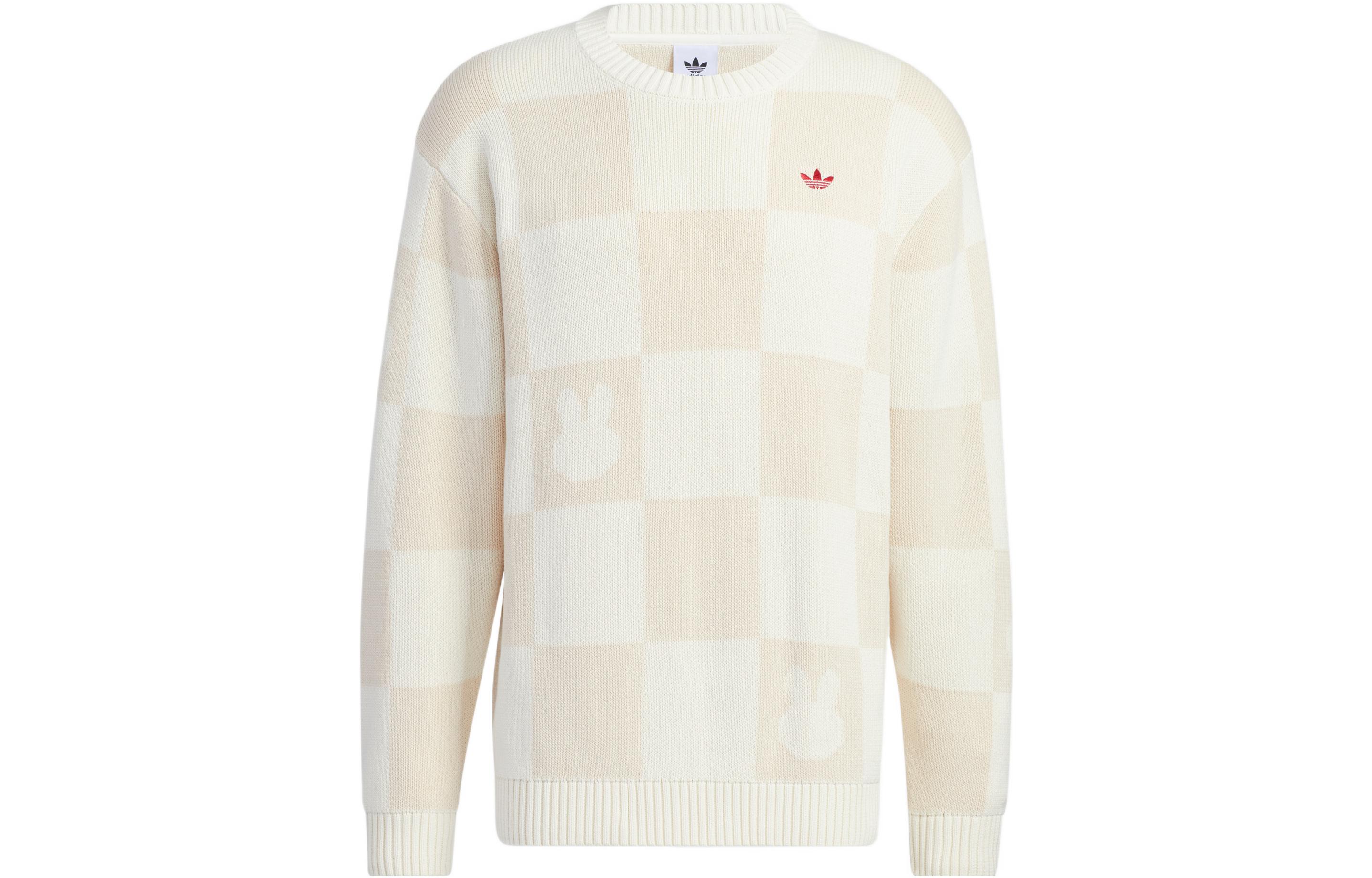 adidas MIFFY Collaboration Trefoil Checkerboard Crewneck Sweatshirt - White HY7272