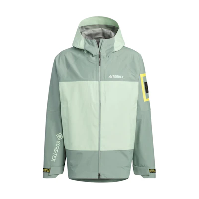 adidas National Geographic Silver Grey Green Outdoor Waterproof Jacket. IS9521