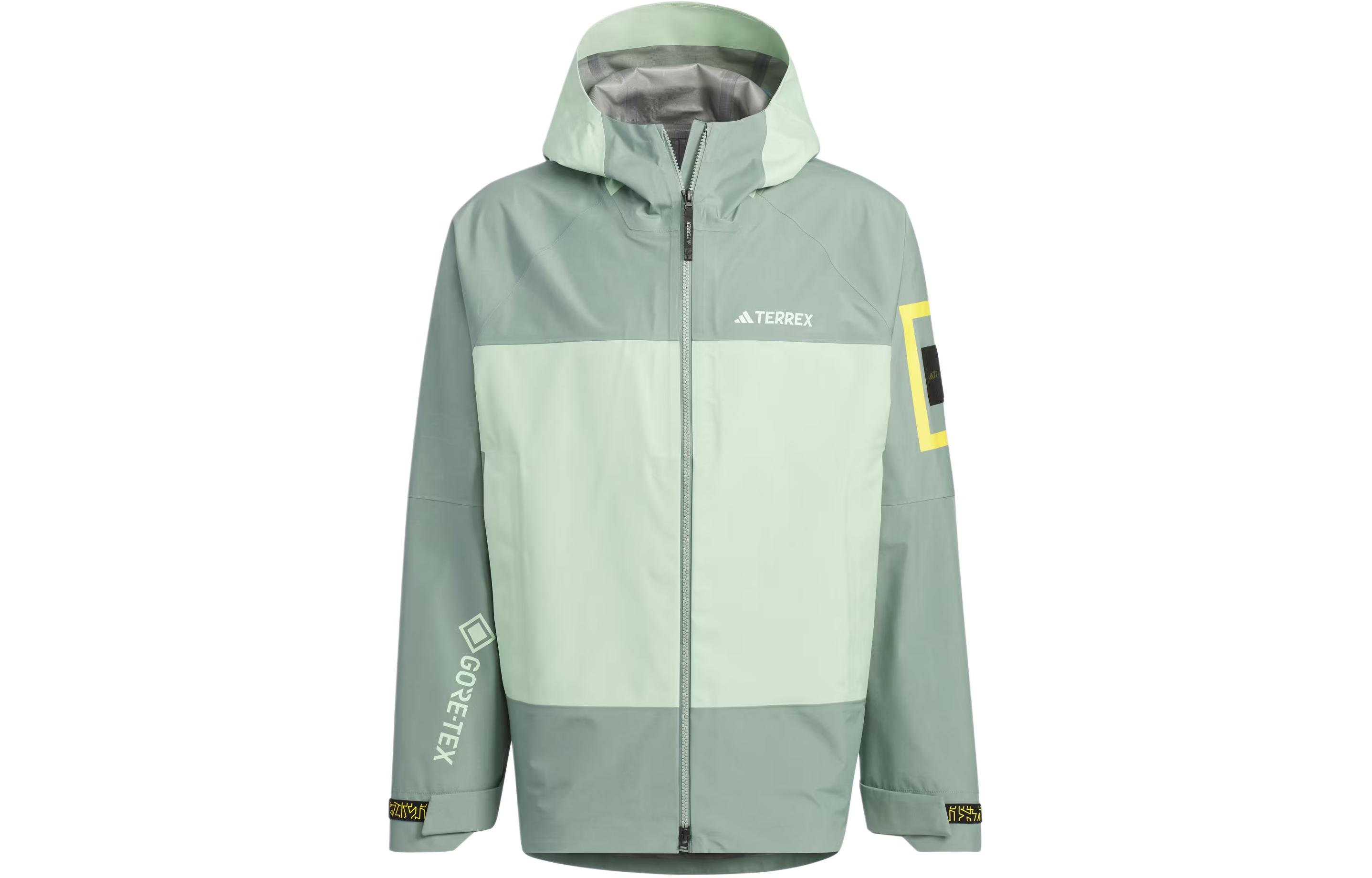 Order adidas x National Geographic Jaket Outdoor Waterproof Abu Hijau. IS9521