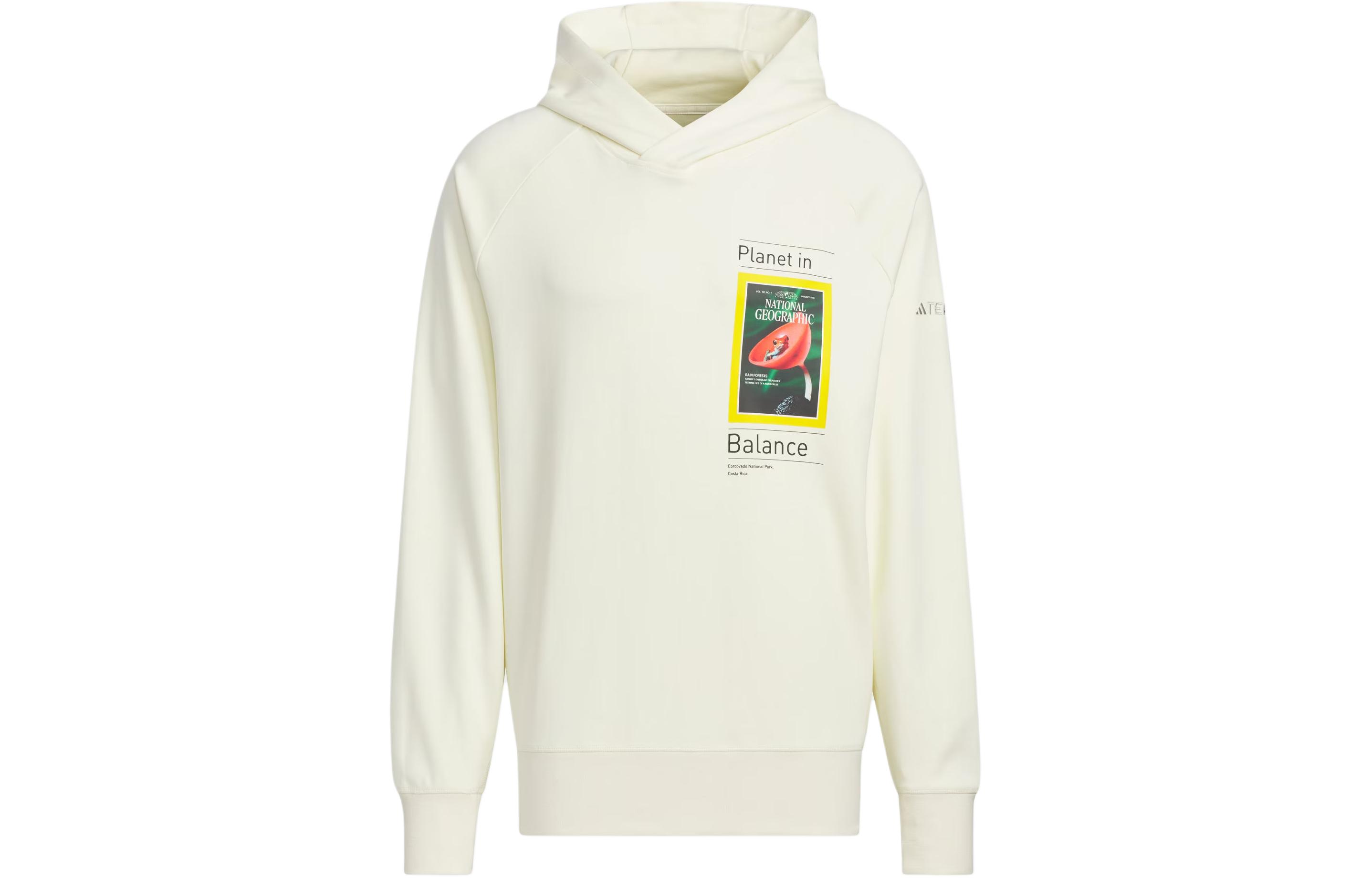 adidas National Geographic Ivory White Dwr Hoodie Outdoor Sweatshirt IS9523