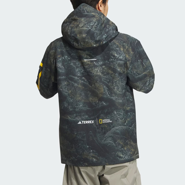 Shop adidas x National Geographic Tie-Dye Waterproof Outdoor Jacket - Stone Grey IS9511
