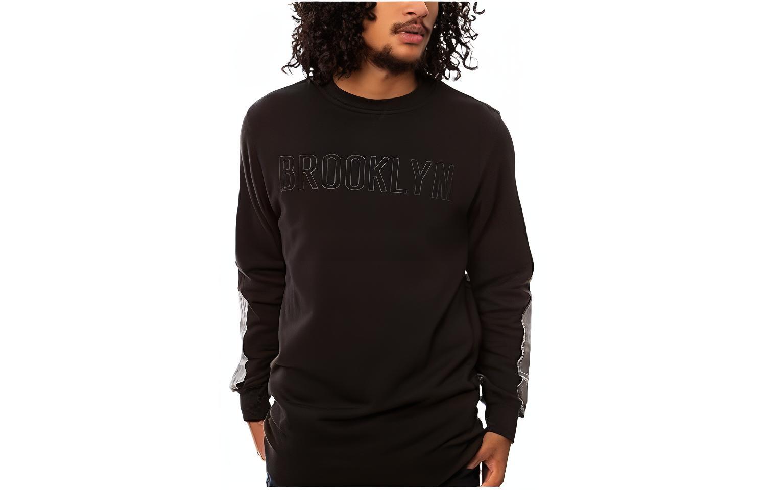 adidas NBA Logo Print Crewneck Pullover Long-Sleeve Sweatshirt Black G76329