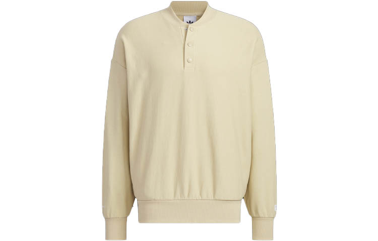 adidas Notitle Button-Up Pullover Sweatshirt Prairie Brown Unisex Collection IN1096