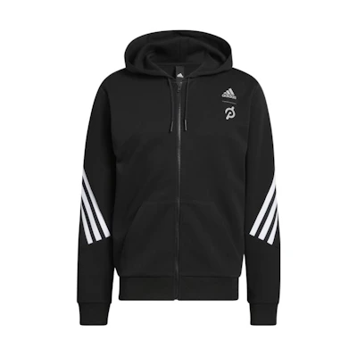 adidas Peloton Full-Zip Adjustable Hoodie Jacket Black with Side Stripes HG7894
