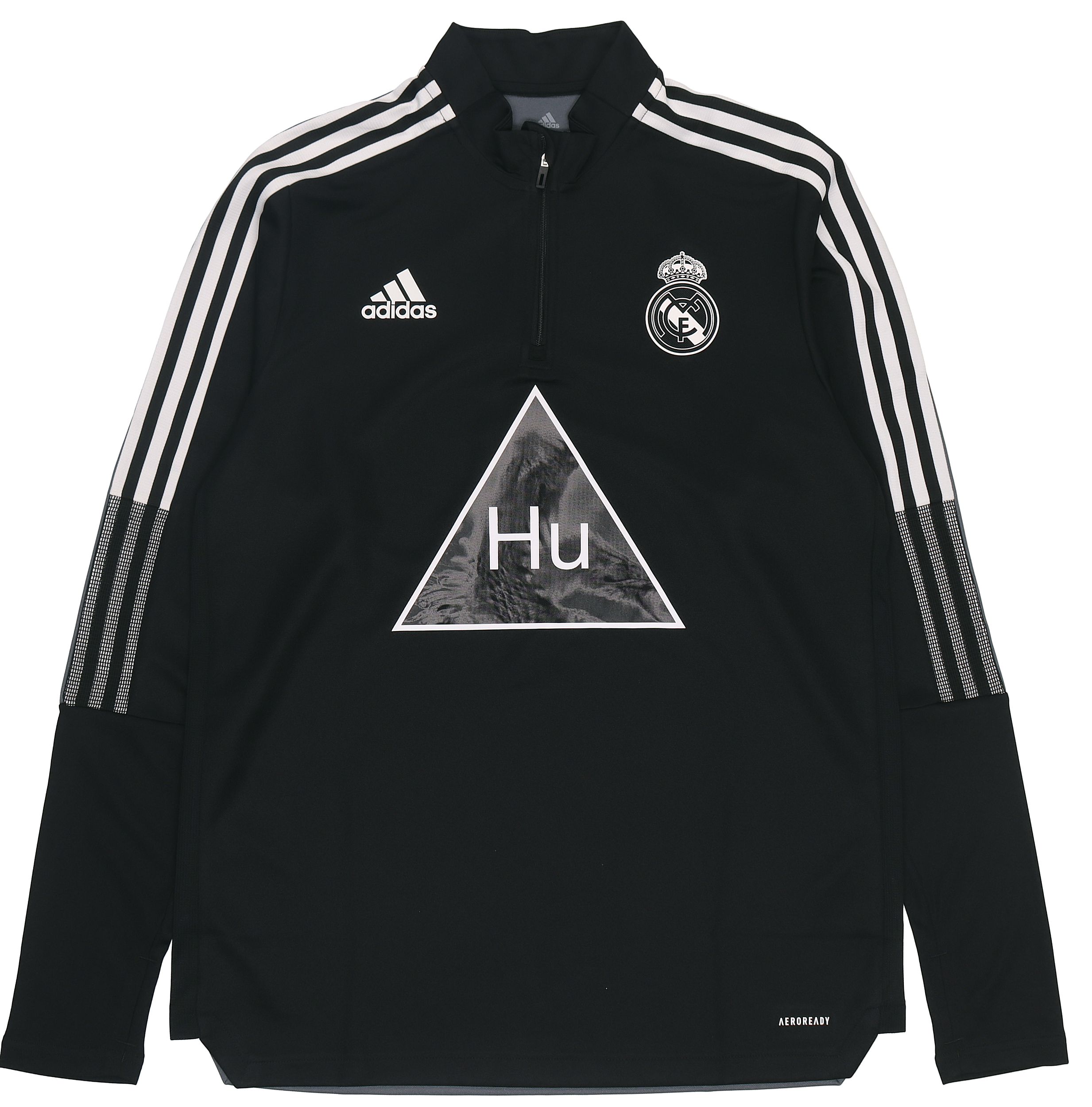 adidas x Pharrell FW22 Real Madrid Striped Half-Zip Pullover Black/Grey GK7841
