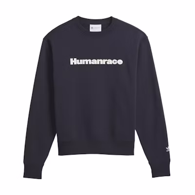 adidas Pharrell Williams Black Crewneck Sweatshirt Unisex with Logo Long Sleeve HS4831