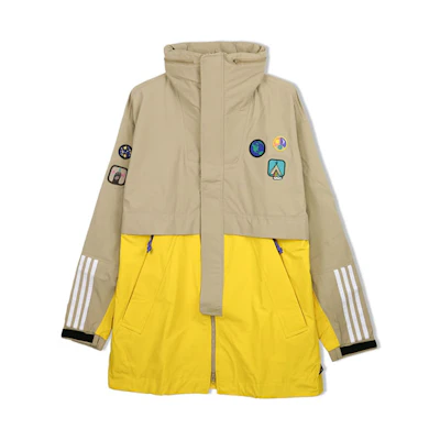 adidas Pharrell Williams Retro Khaki Jacket with Embroidery & Packable Hood CE9491