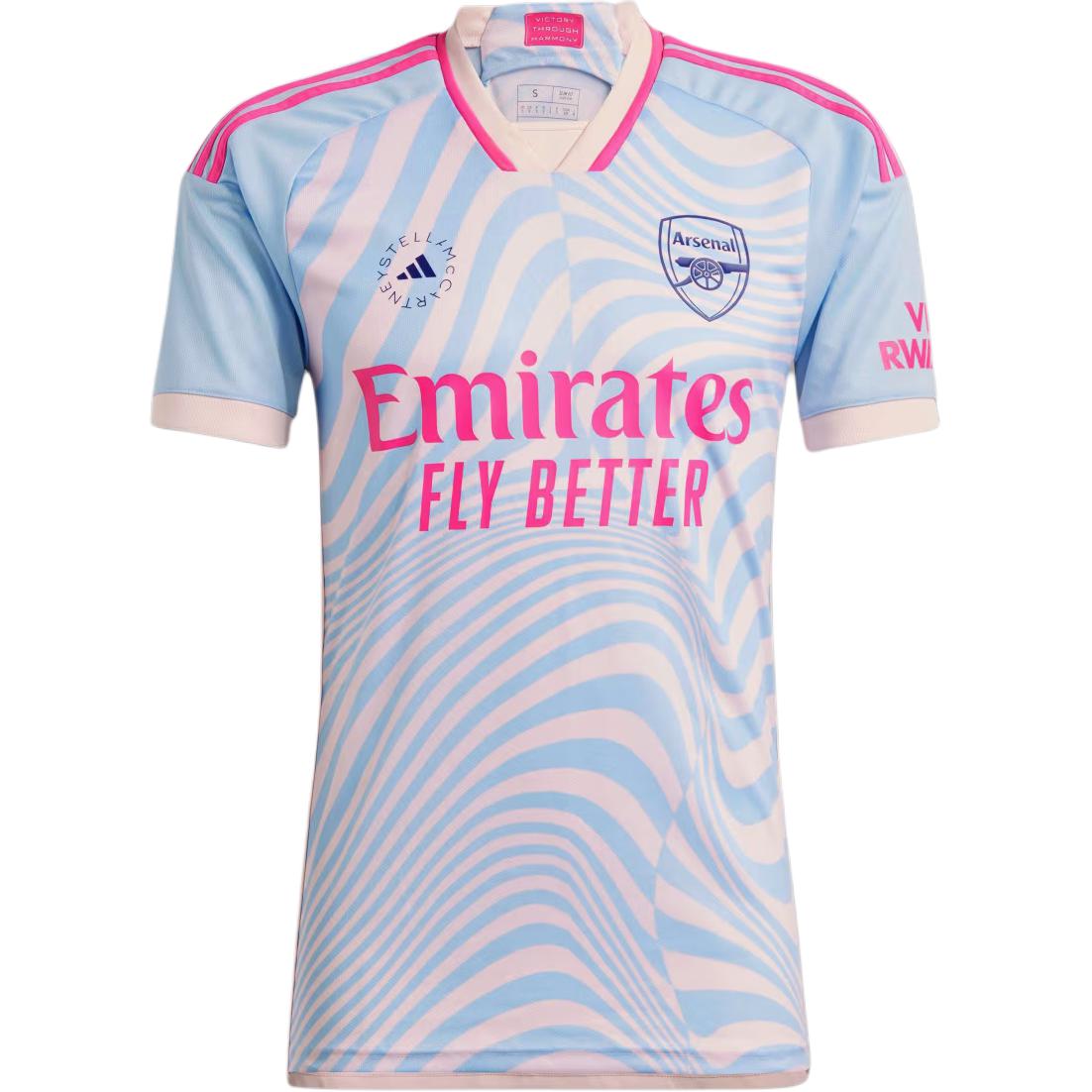 adidas x Stella McCartney Blue Striped Short Sleeve Sports Tee Unisex. Hz2119