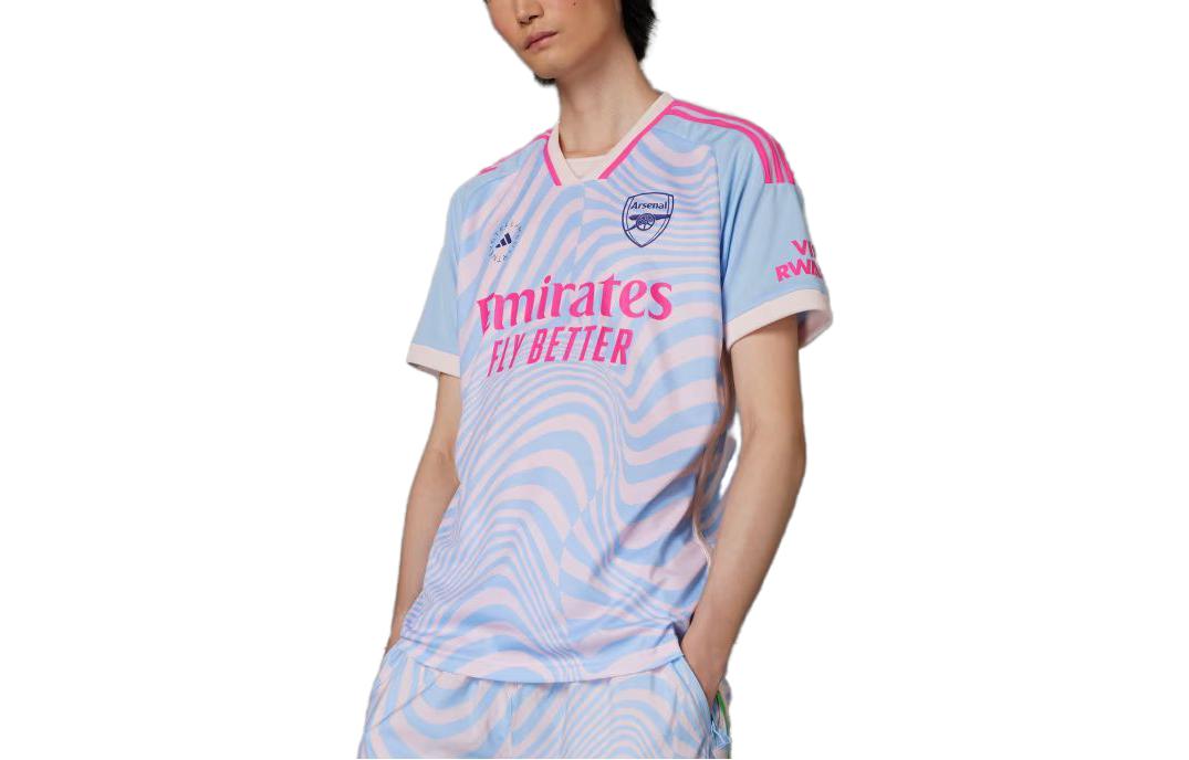 Order 阿迪达斯 x Stella McCartney 蓝色条纹短袖运动T恤 男女同款 Hz2119