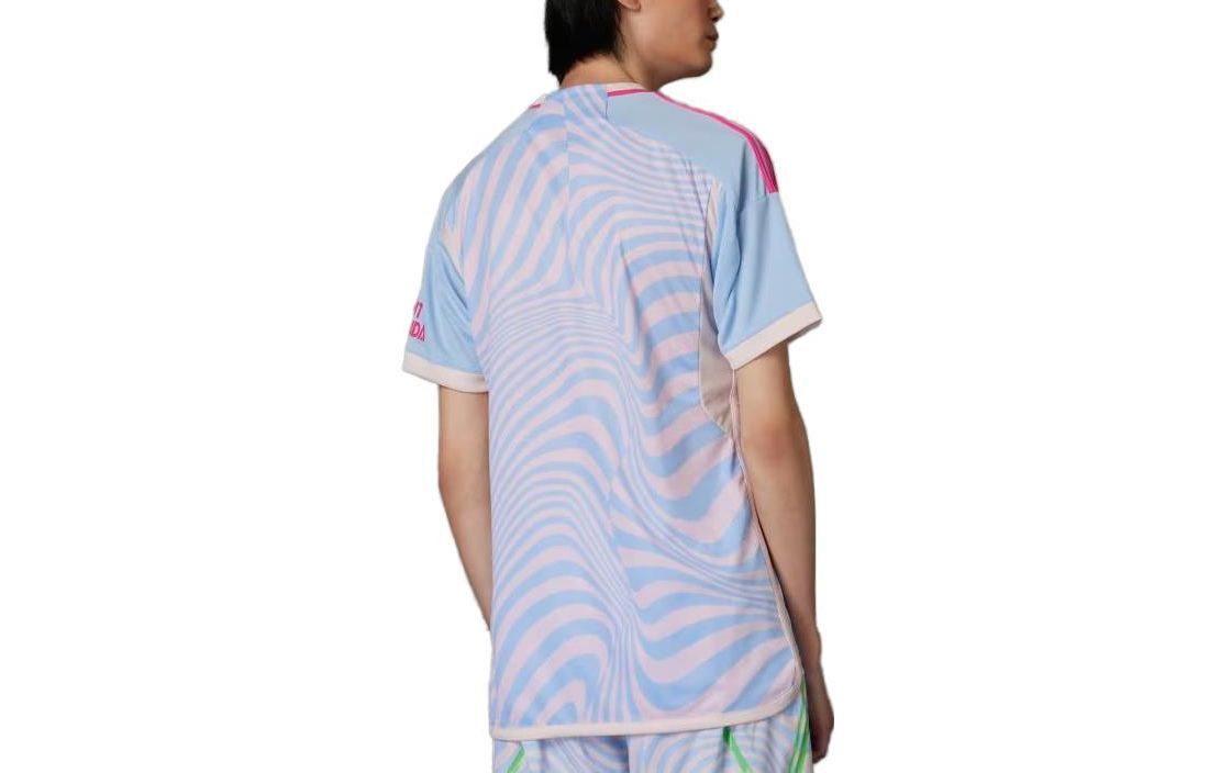 Lookbook 阿迪达斯 x Stella McCartney 蓝色条纹短袖运动T恤 男女同款 Hz2119