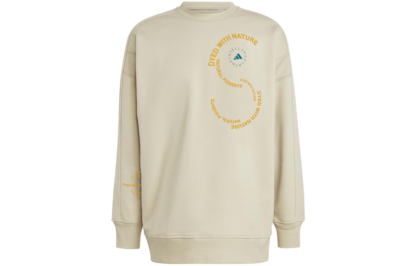 adidas Stella McCartney Unisex Loose Fit Logo Ribbed Crewneck Sweatshirt Light Yellow IA7714-JAPAN