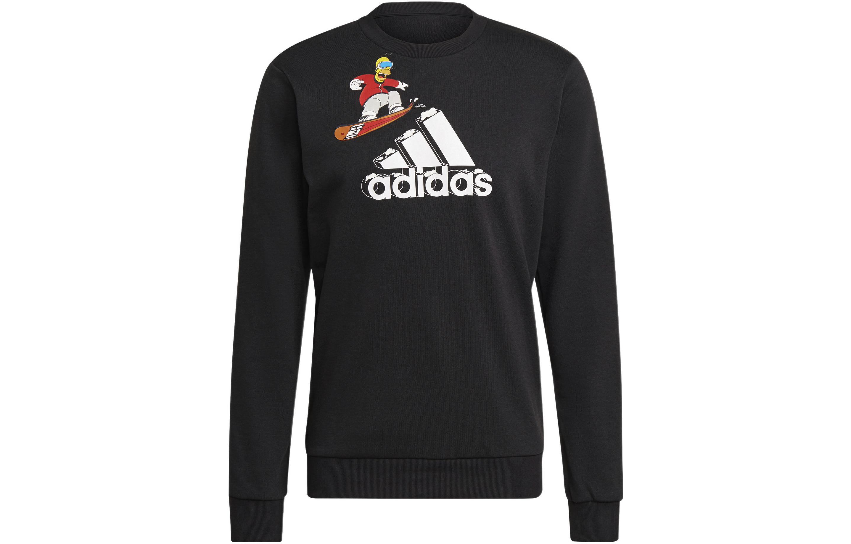 adidas The Simpsons Collab Snowboard Logo Print Crewneck Sweatshirt Black GS6311