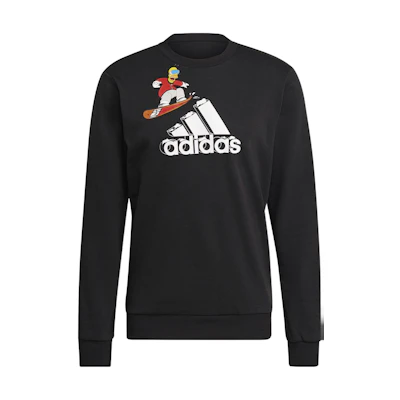 adidas The Simpsons Collab Snowboard Logo Print Crewneck Sweatshirt Black GS6311