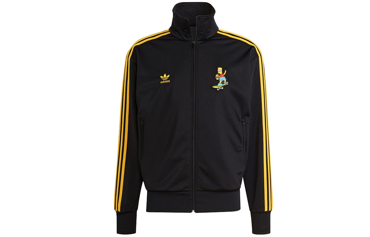 adidas The Simpsons Retro Track Jacket Black Cartoon Embroidery Striped Design HA5814
