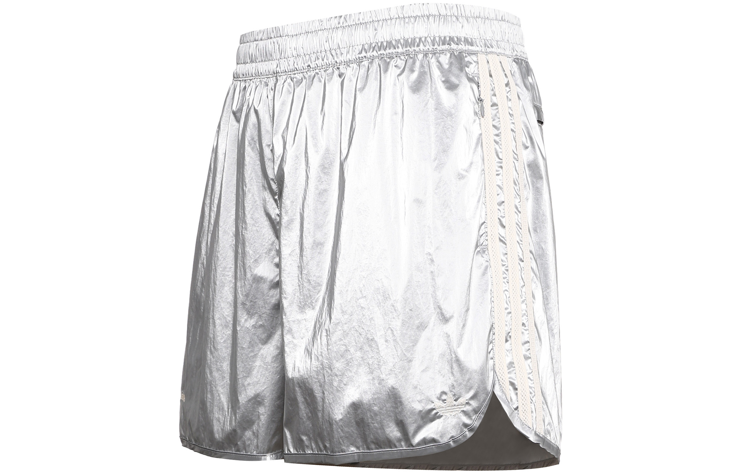 adidas x Wales Bonner SS23 Silver Logo Striped Unisex Casual Shorts. IM0421