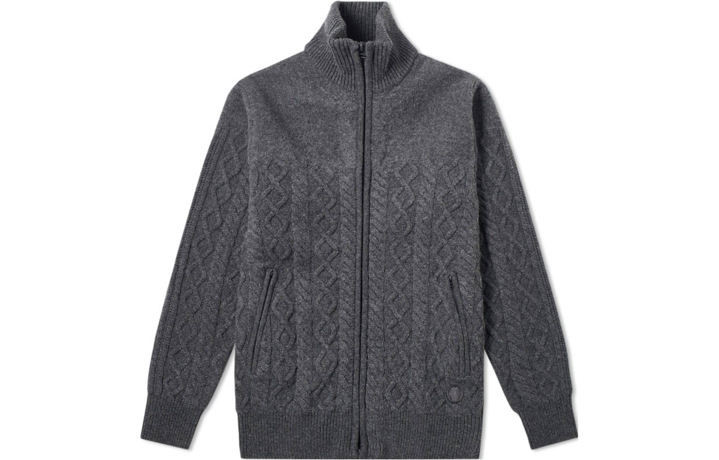 adidas Wings + Horns Grey Knit 3-Stripes Full-Zip Jacket Long Sleeve br0172