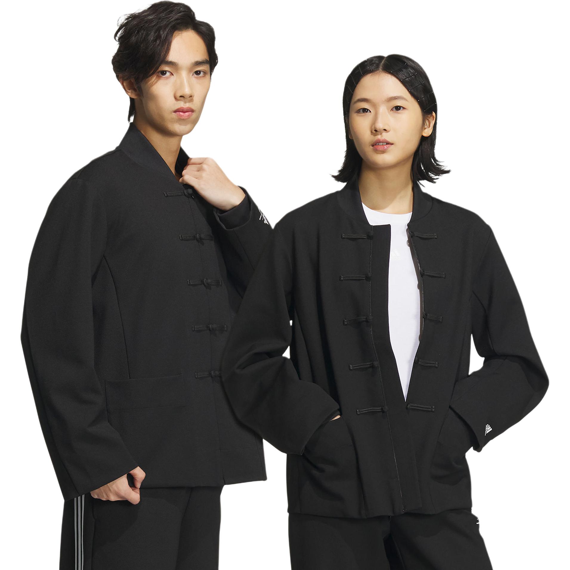 Details for adidas x 楊桂東 FW23 黑色條紋釦式休閒外套 男女聯名款 JE1117