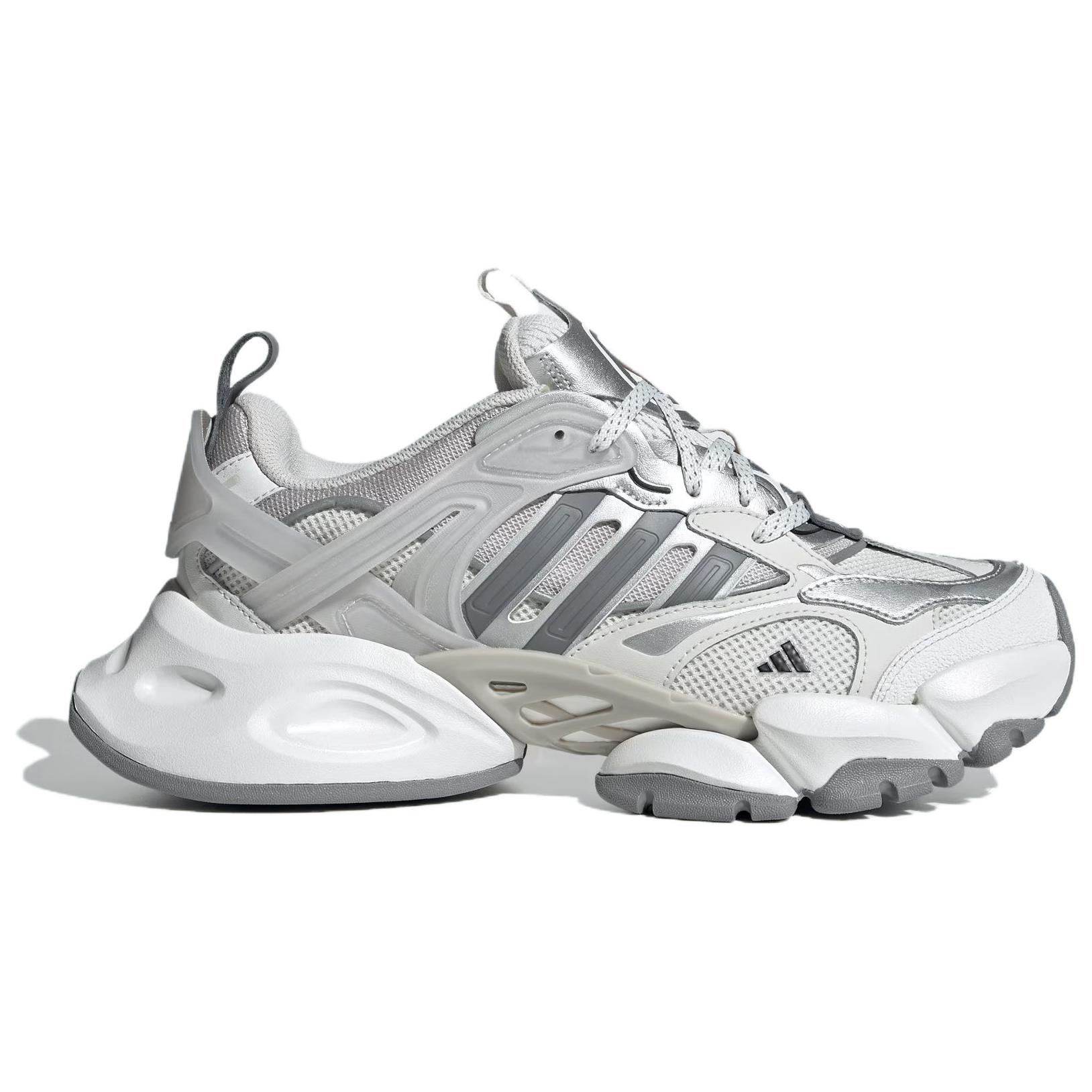 Lookbook adidas XLG RUNNER DELUXE 輕便舒適 輕機甲鞋賽博 織物皮革防滑耐磨 低幫 休閒跑步鞋 男女同款 灰白