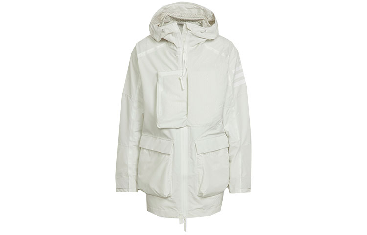 adidas Xploric r White Outdoor Solid Long-Sleeve Hooded Jacket H65701
