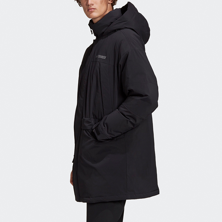 Shop adidas XPLR Down Parka Winter Black Mid-Length Hooded Jacket GE9932