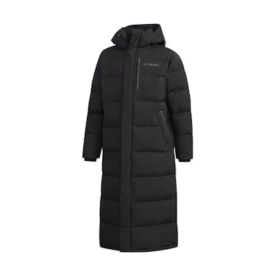 adidas XPLR Dwn Bench Long Hooded Puffer Jacket Winter Black FJ9241