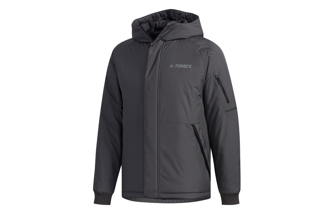 adidas XPLR INS Jacket Logo Hoodie Long Sleeve Coat - Carbon Black FJ9252