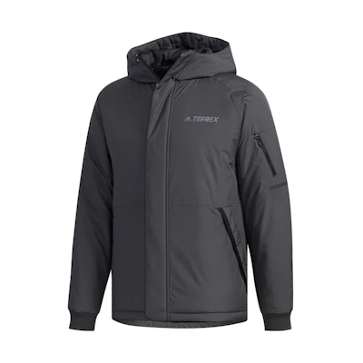 adidas XPLR INS Jacket Logo Hoodie Long Sleeve Coat - Carbon Black FJ9252