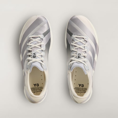 Lookbook adidas Y-3 Adios 9 Chaussures Running Blanc Cassé/Taupe Métal/Gris Clair KZ9050