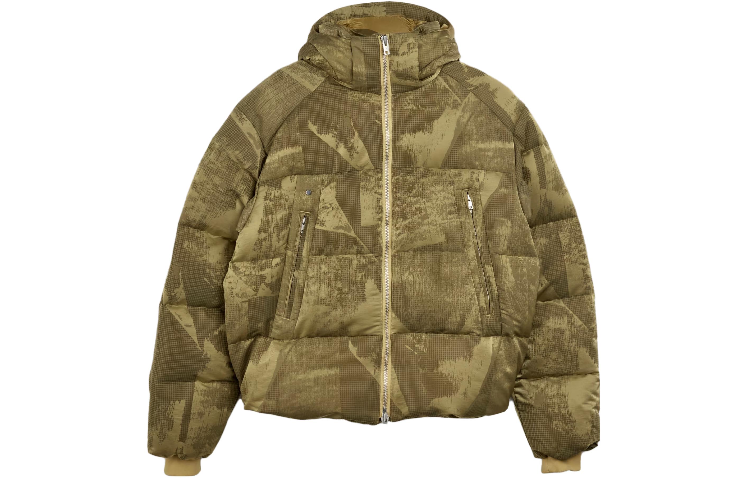 adidas Y-3 Graphic Yellow Puffer Jacket Unisex Hooded Long Sleeve Zip-Up IP7939