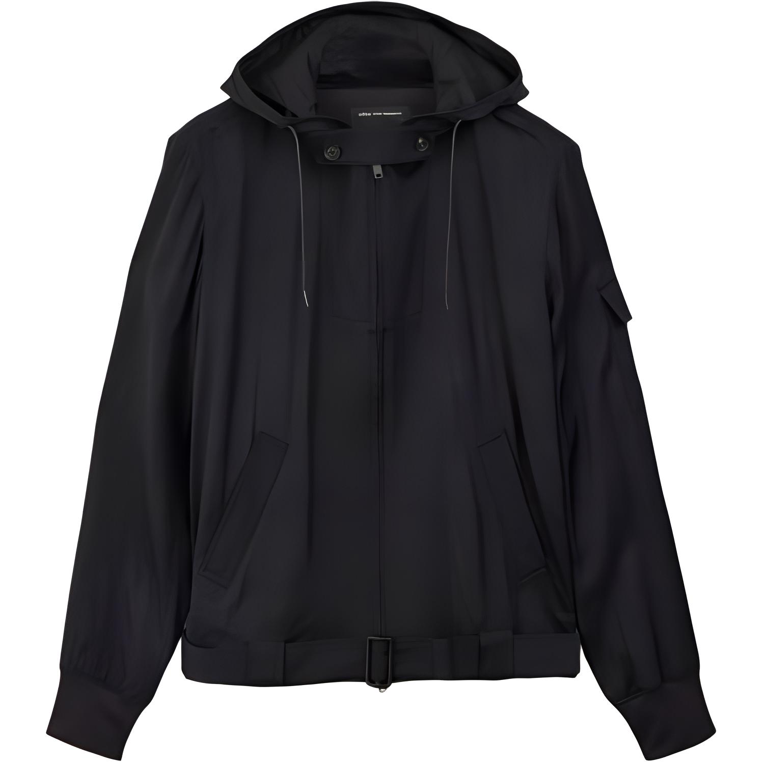 adidas Y-3 Rayon Twill Hooded Jacket Black  Casual Long-Sleeve Top JD3525