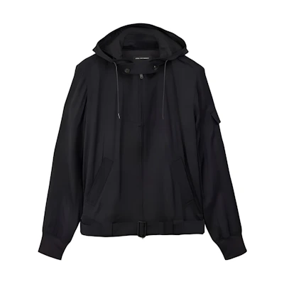 adidas Y-3 Rayon Twill Hooded Jacket Black Casual Long-Sleeve Top JD3525