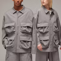 Sizing adidas Y-3 男女款長袖口袋襯衫 深灰色休閒襯衣 IV7734