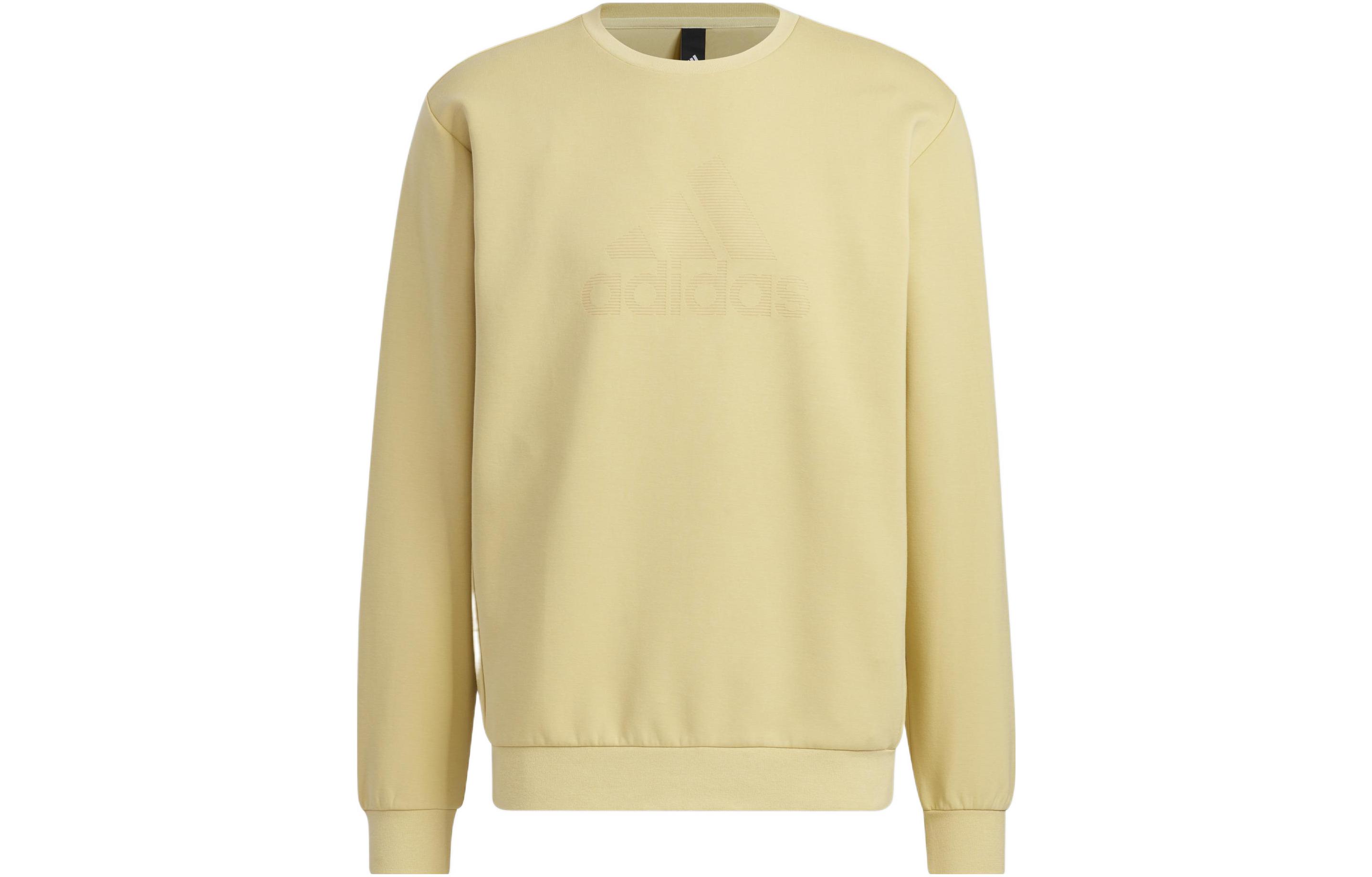 adidas Yellow Crewneck Sweatshirt with Large Logo Print HY5840