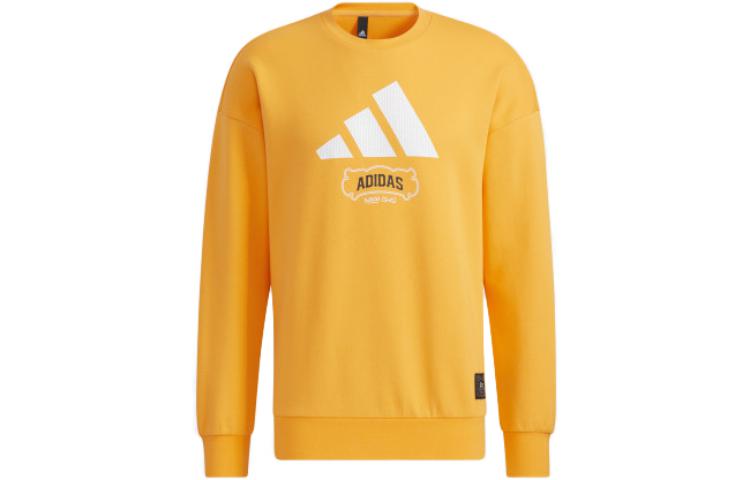 adidas Yellow Crewneck Sweatshirt with Logo Print Long Sleeve HE7468