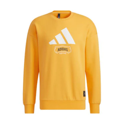 adidas Yellow Crewneck Sweatshirt with Logo Print Long Sleeve HE7468