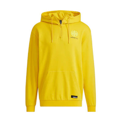 adidas Yellow Half-Zip Logo Pullover Hoodie H52969