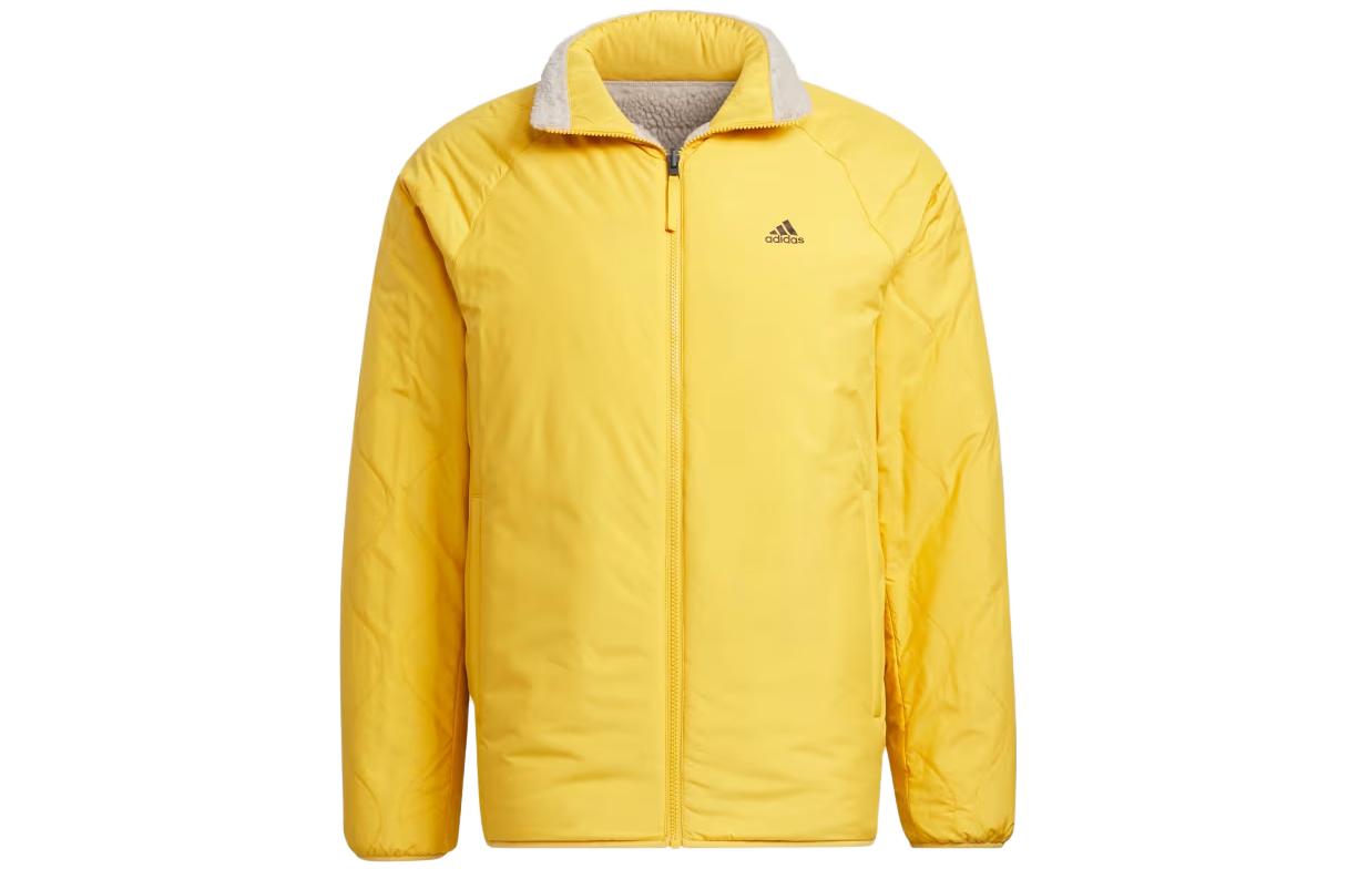 adidas Yellow High-Neck Logo Print Long-Sleeve Reversible Jacket IT8711