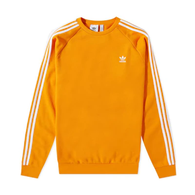 adidas Yellow Logo Printed Striped Pullover Sweatshirt HE9485