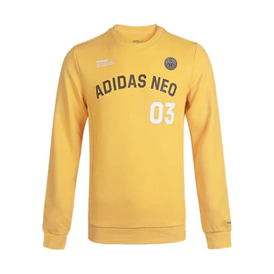 adidas Yellow M Cs Vrsty Sw Logo Print Knit Crewneck Pullover Sweatshirt GJ8949