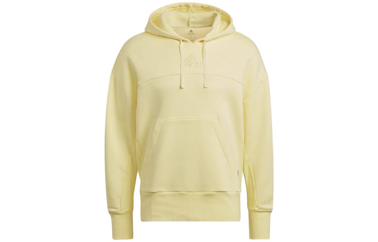 adidas Yellow Pullover Hoodie with Solid Logo Print HK4592