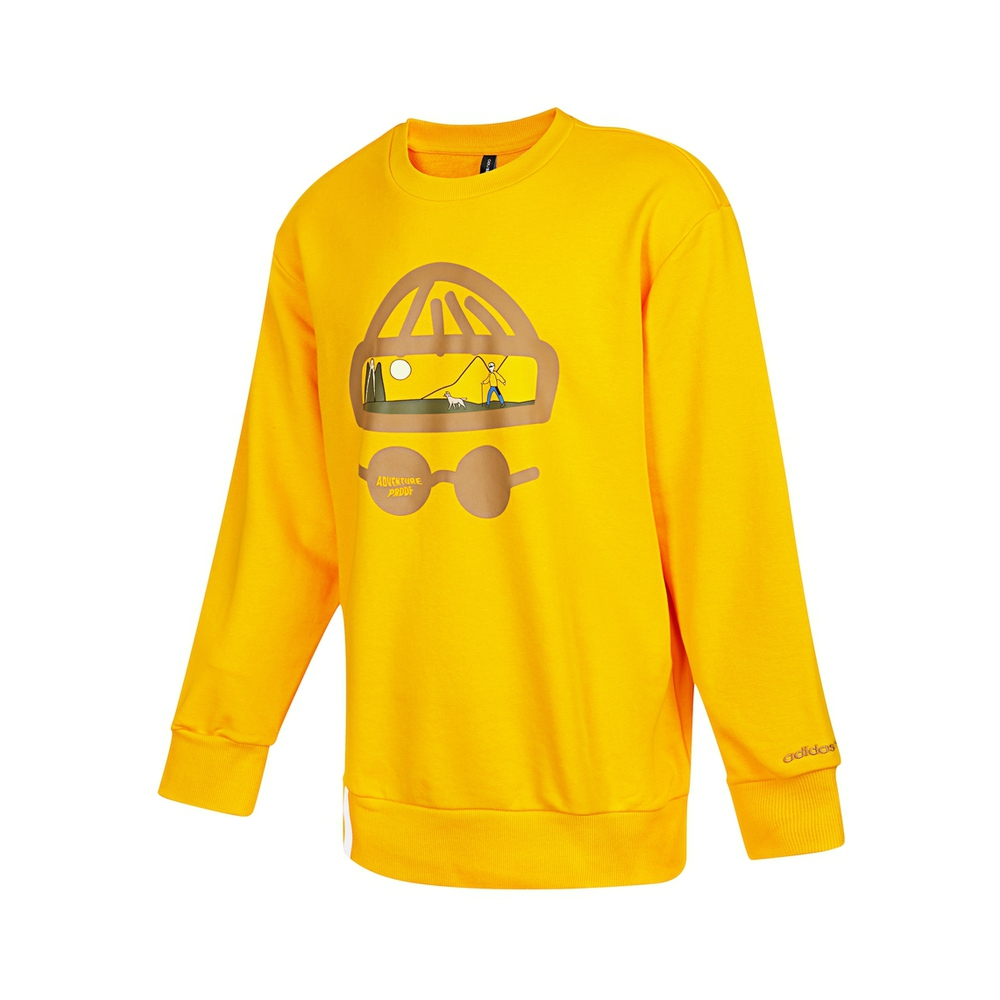 adidas Yellow Pullover Sweatshirt with Fun Graphic Print HG6594