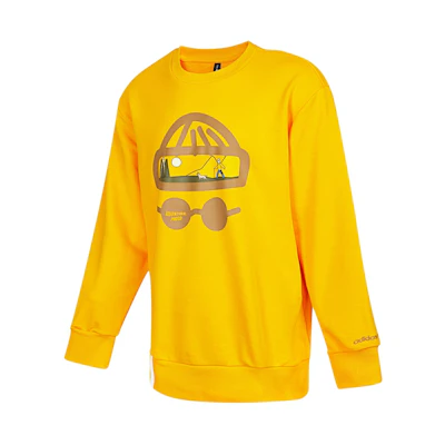adidas Yellow Pullover Sweatshirt with Fun Graphic Print HG6594