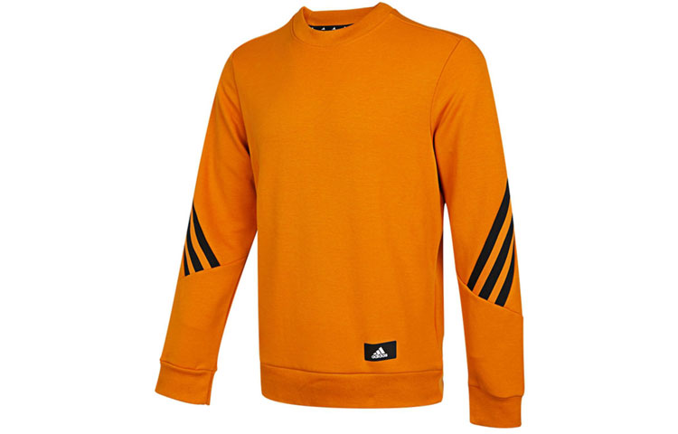 adidas Yellow Striped Crewneck Pullover Sweatshirt H46541